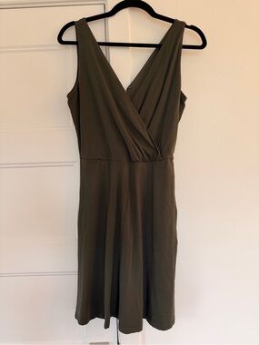 LOFT Sleeveless Olive Green Wrap Front Women’s Dress